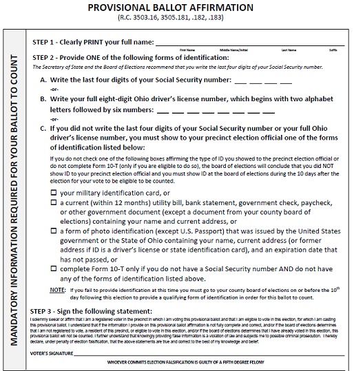 Provisional Ballot Affirmation