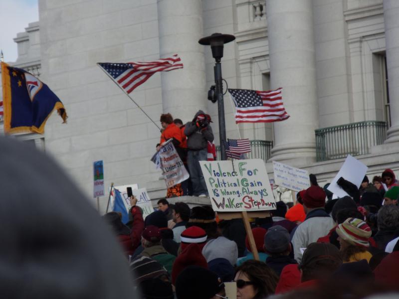 Labor demonstration with Democratic 14 at Wisconsin State Capitol.