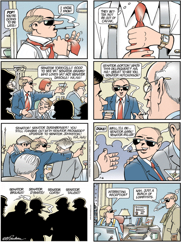 Mr. Duke goes to Washington. (Source: Doonesbury, Jan 6, 2008)