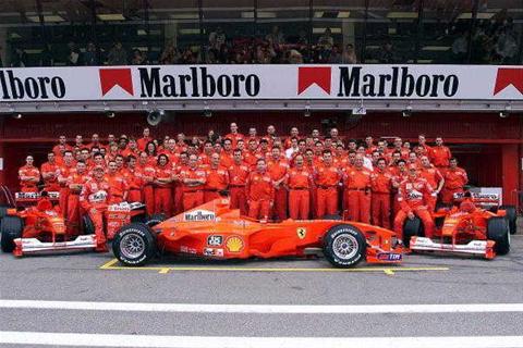 Marlboro ads at a Formula One race.