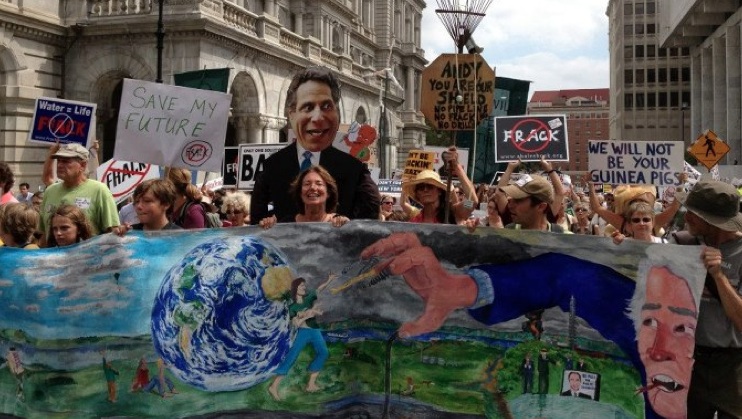 Protestors in Albany march against fracking