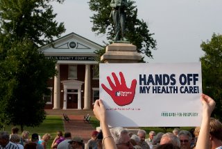 A professionally-printed AFP anti health care reform sign