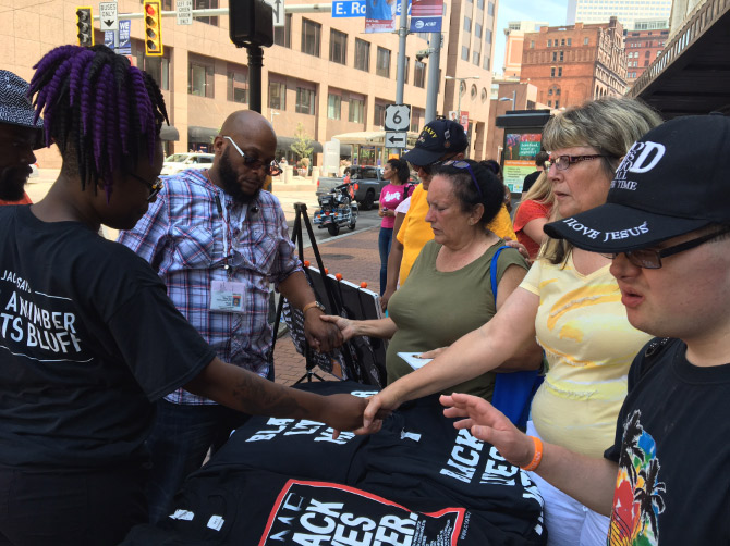 People praying in Cleveland