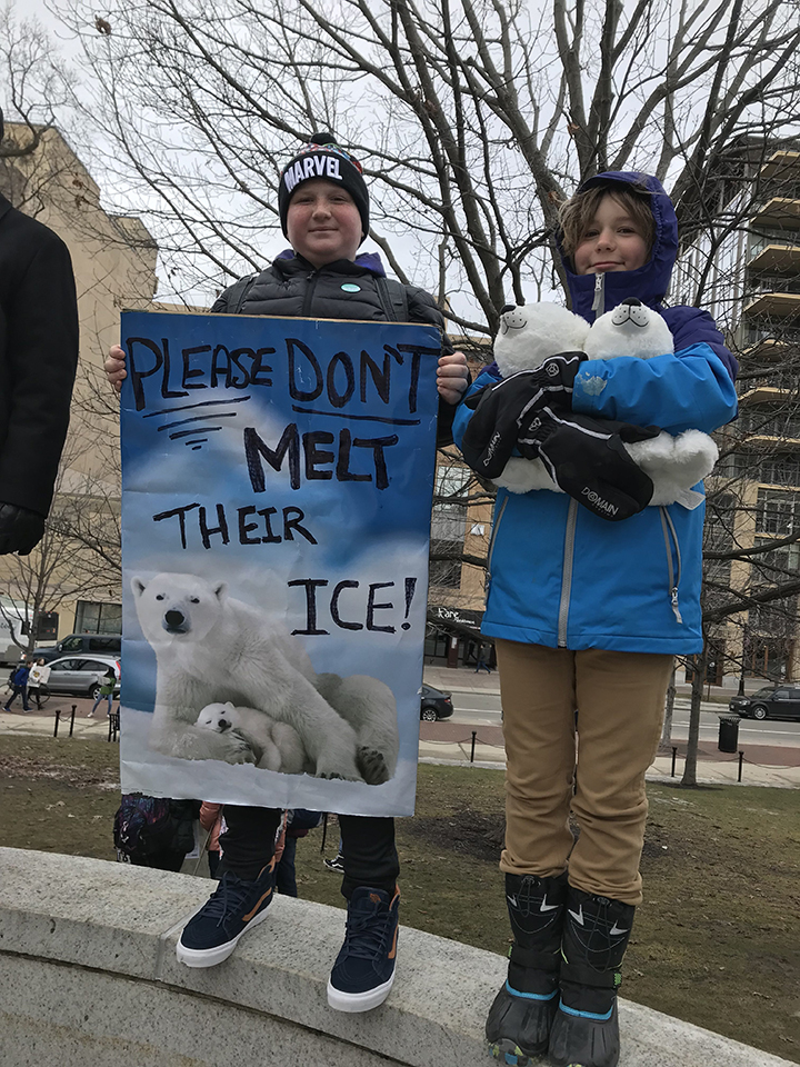 Taking part in the March 15th global protest, thousands of students in Madison, Wisconsin, march on the state Capitol demanding action on climate change.