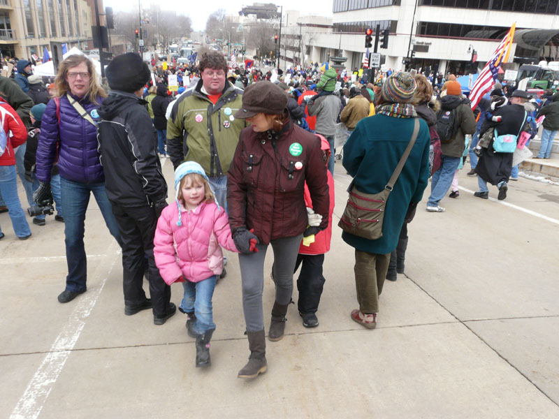 Susan Sarandon marching with protesters