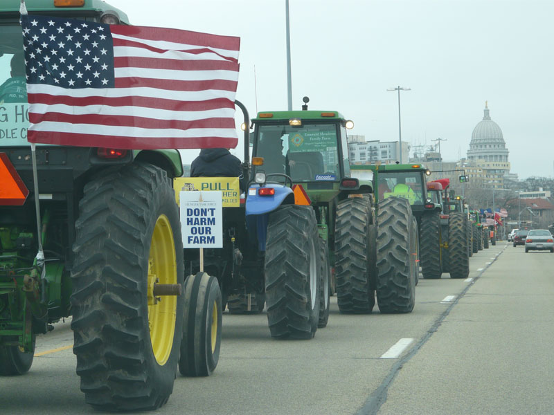 Tractorcade on West Washington Ave, Madison, WI