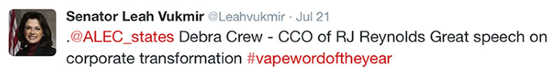 Senator Leah Vukmir RJ Reynolds tweet